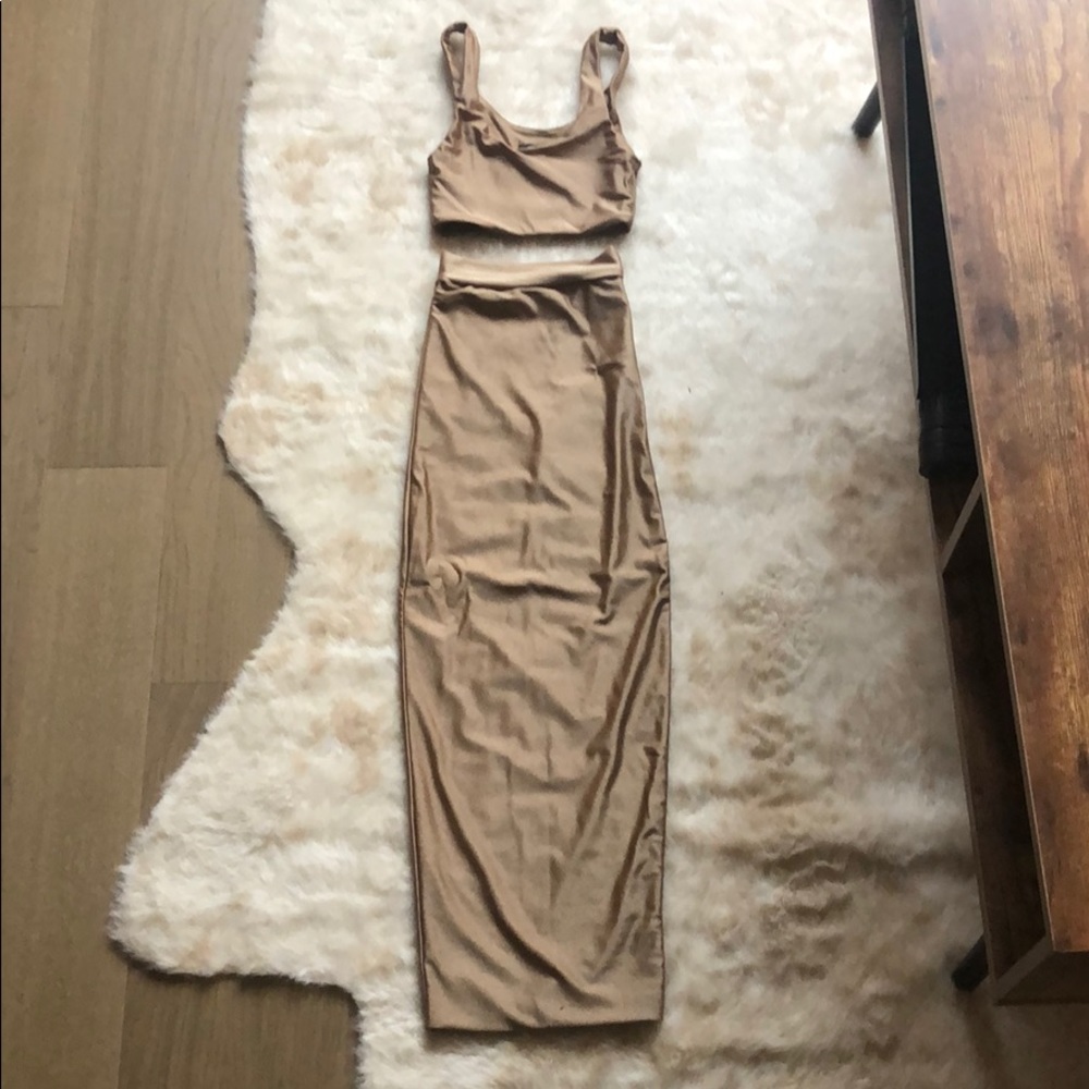 Gold two piece skirt and crop